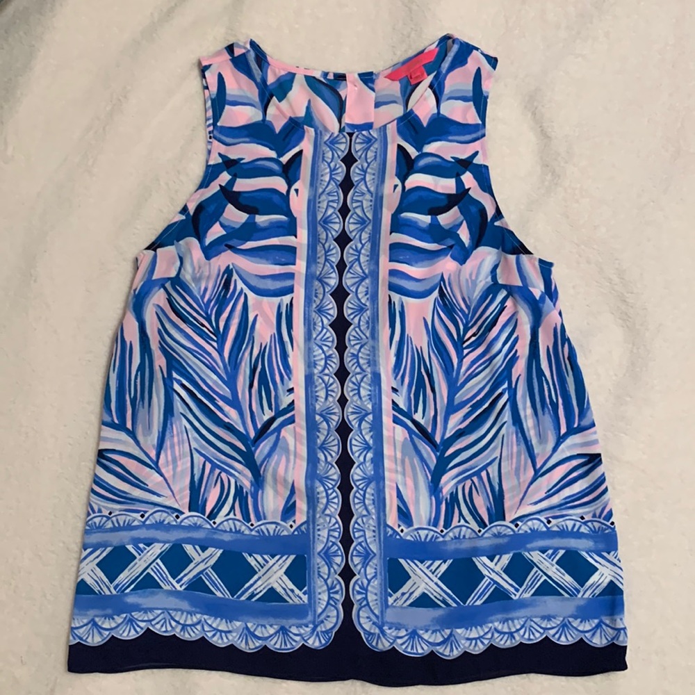 Lilly Pulitzer Tropical Pink and Blue Sleeveless Top